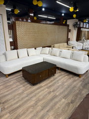 Mid-Century Modern with Textured Metal Top & Wood Storage