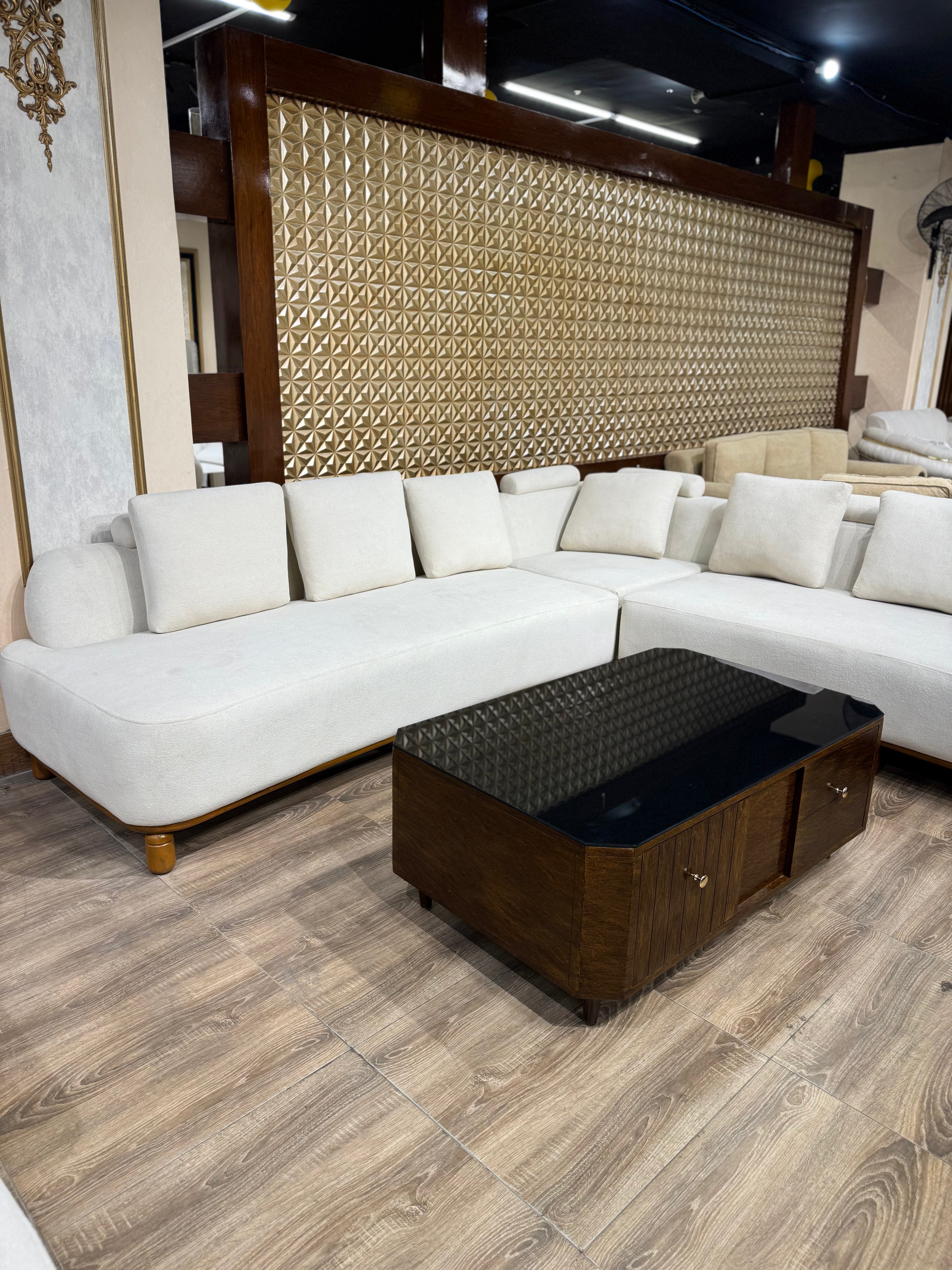 Mid-Century Modern with Textured Metal Top & Wood Storage