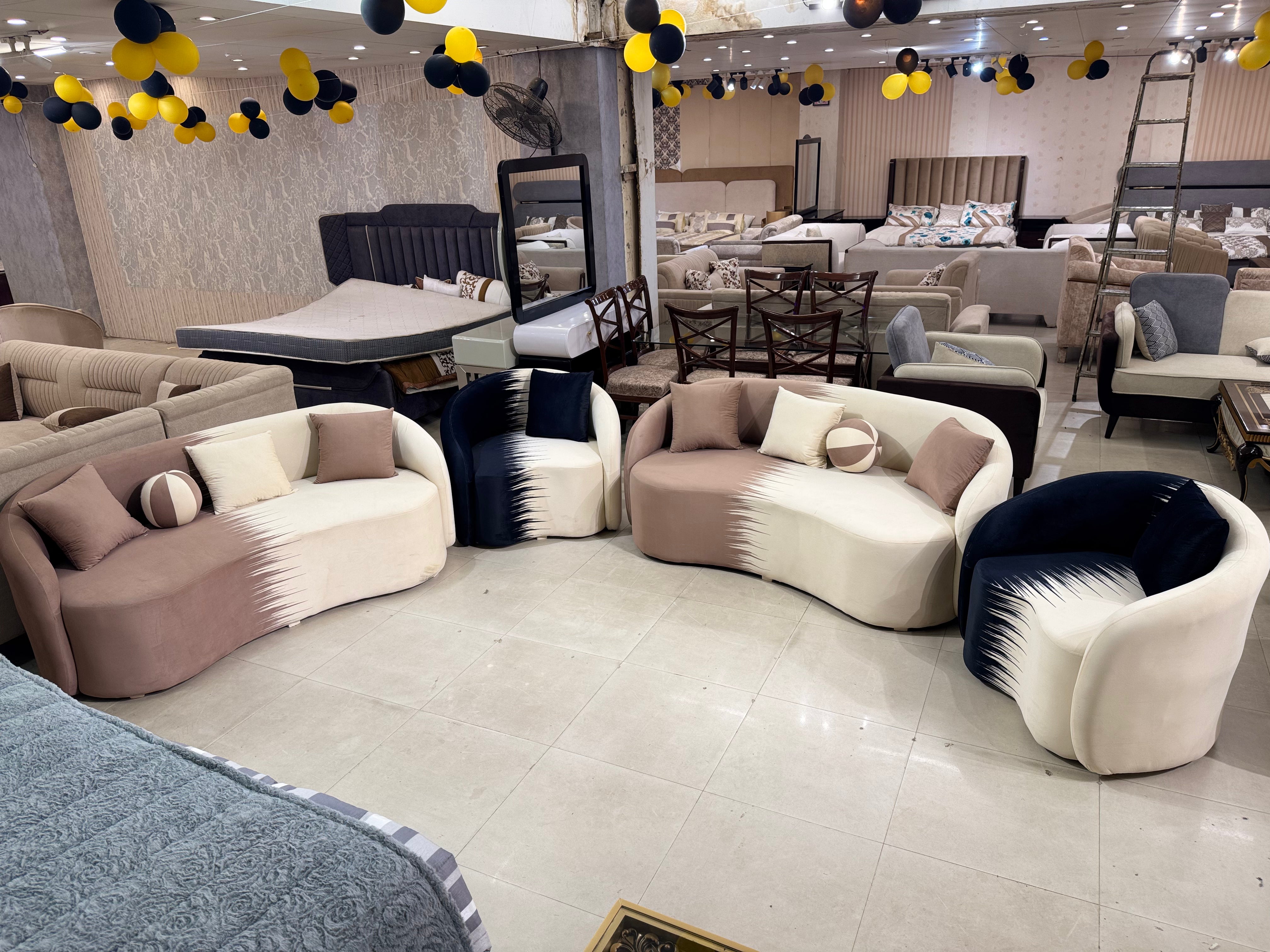 Pink Mauve Upholstery with Curved Organic Design