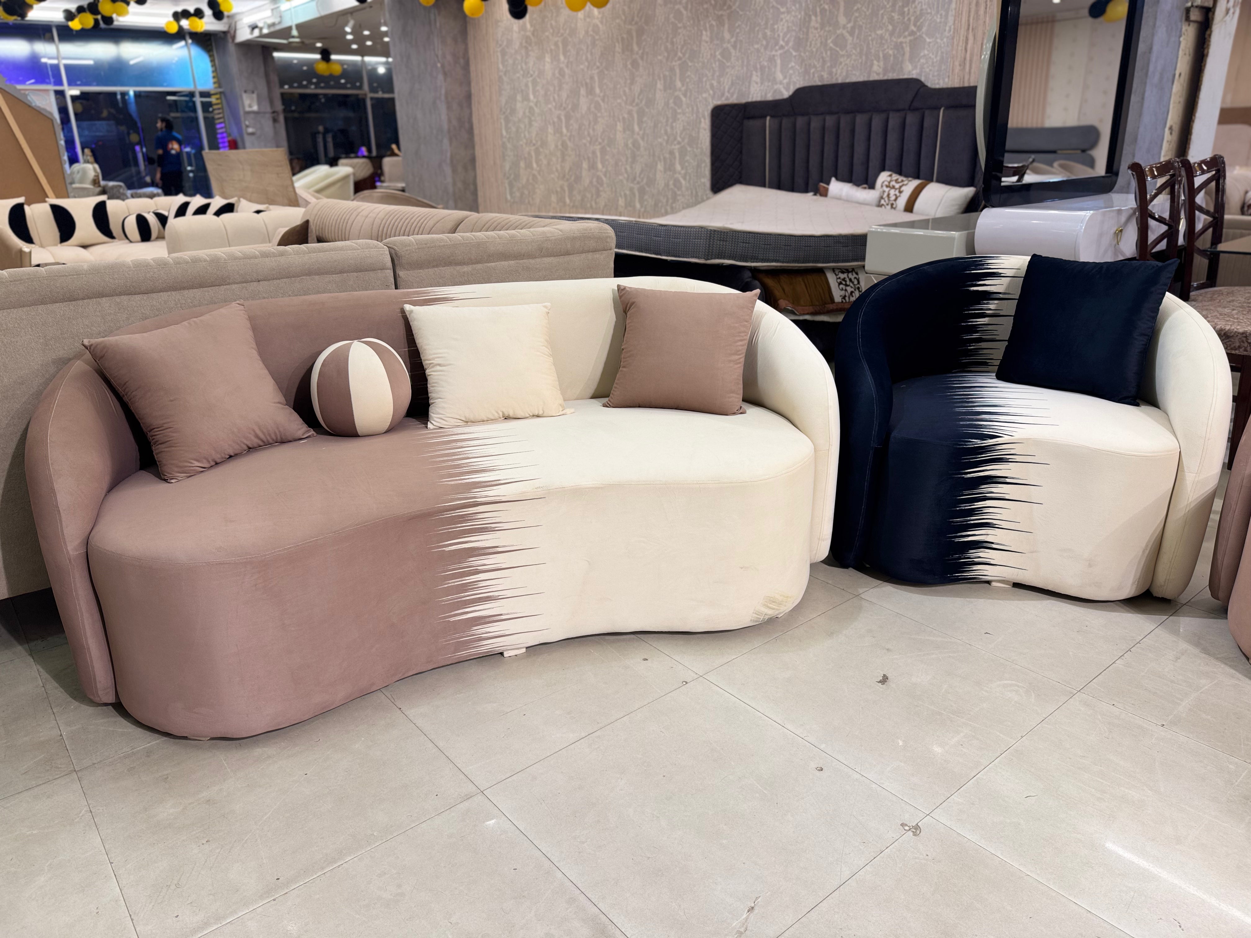 Pink Mauve Upholstery with Curved Organic Design