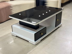 Modern Minimalist Black Glass Top with White & Black Base