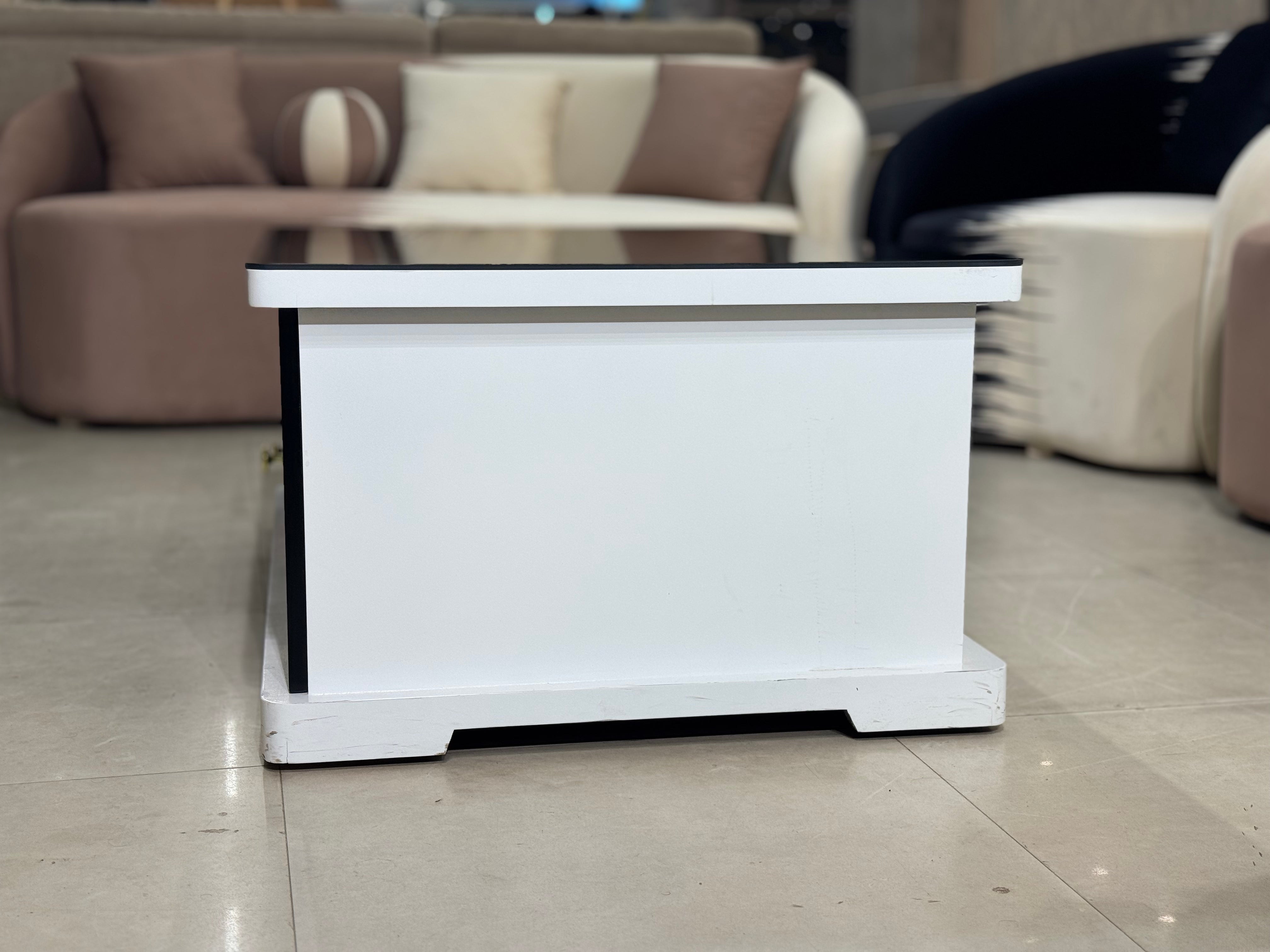 Modern Minimalist Black Glass Top with White & Black Base