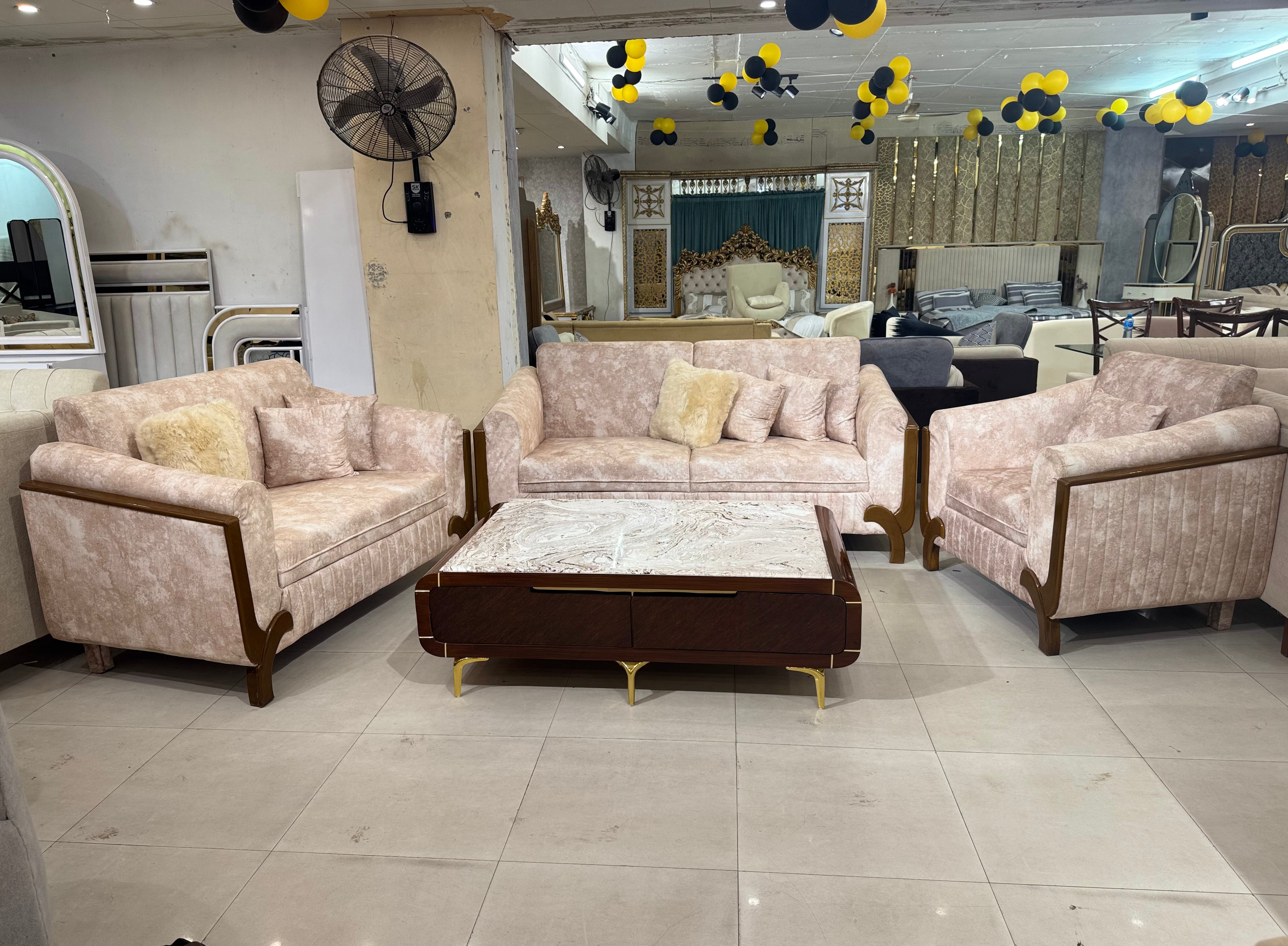 Modern Luxury Marble Top Coffee Table with Gold Accents