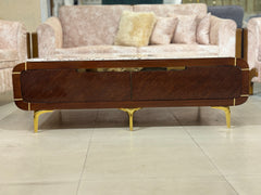 Modern Luxury Marble Top Coffee Table with Gold Accents