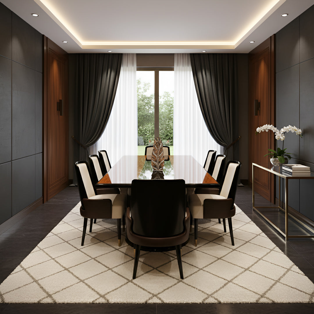 Modern Dark Wood Dining Set