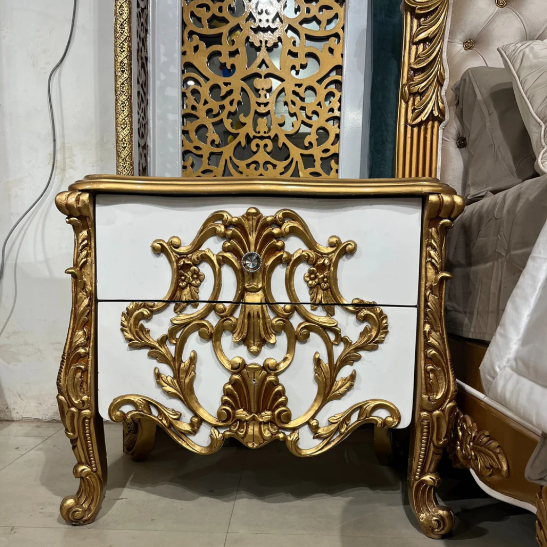 Luxury Baroque Vanity Dresser with Ornate Mirror Set