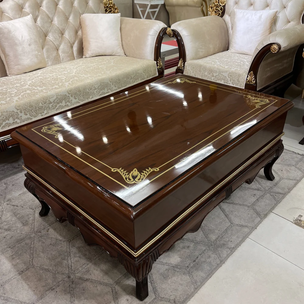 Luxury Classic Coffee Table with Glass Top