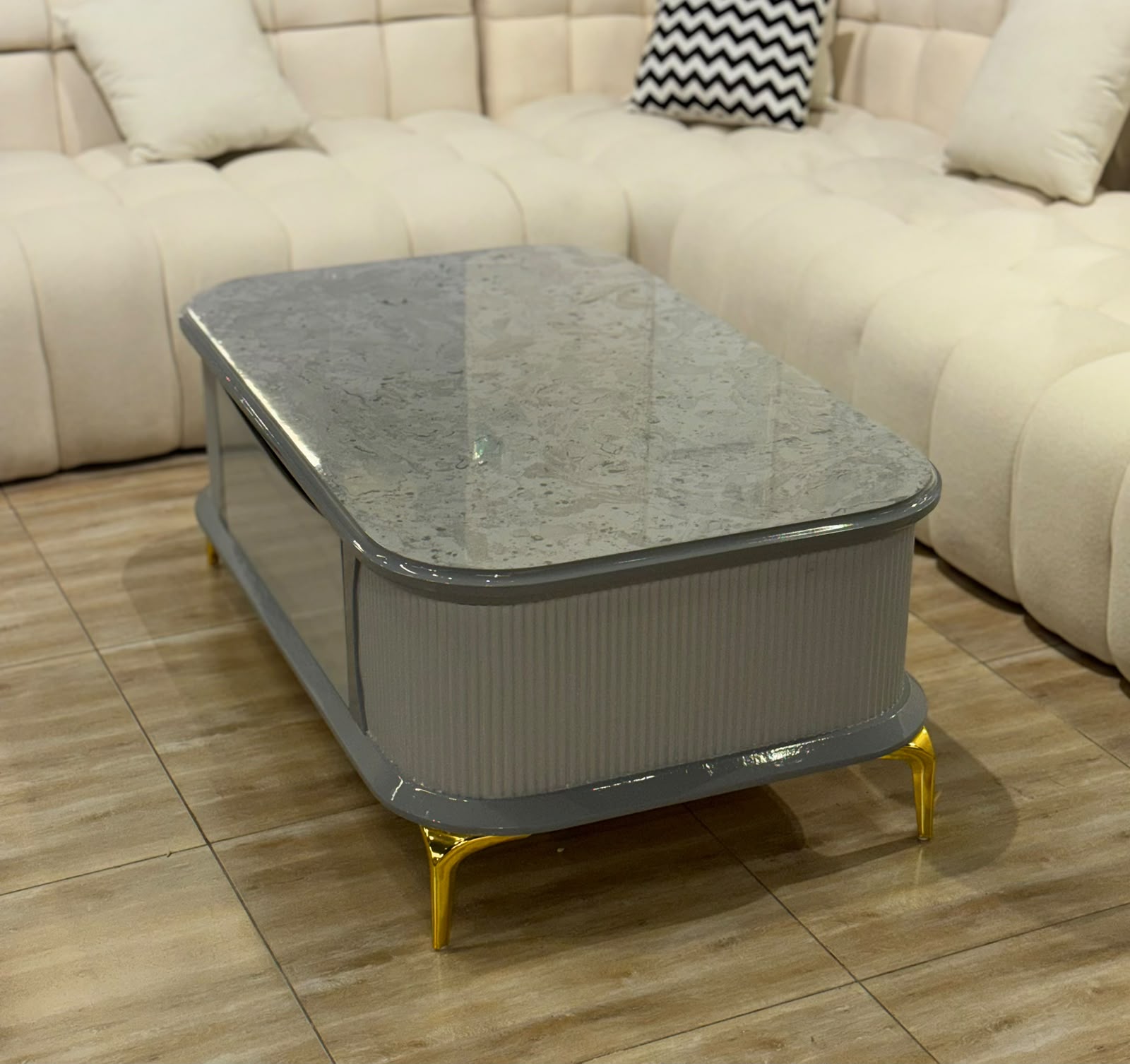Luxury Grey Marble Top Coffee Table