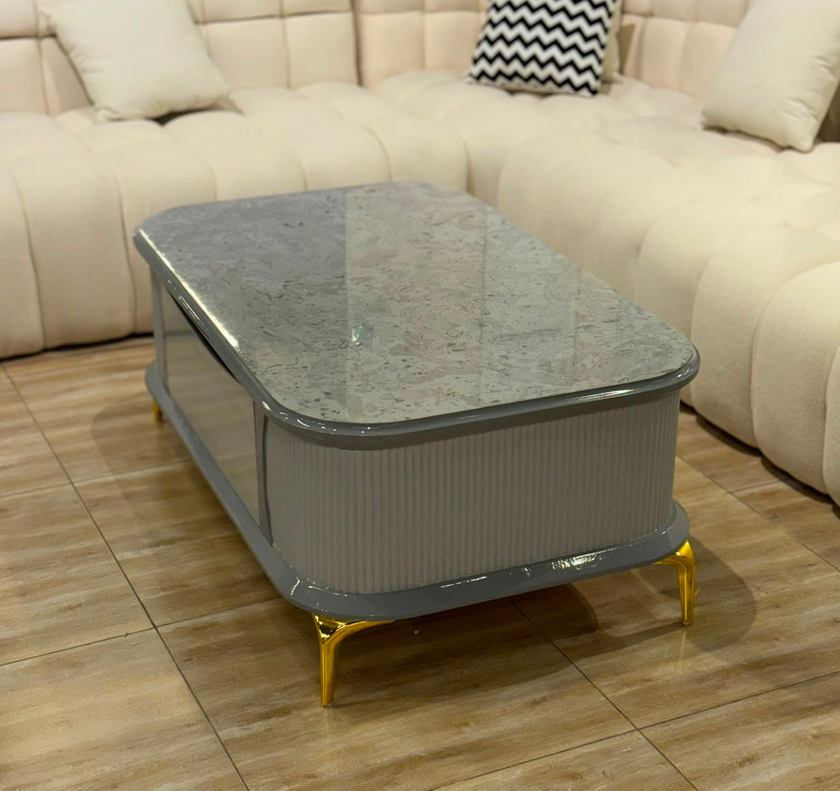 Luxury Grey Marble Top Coffee Table