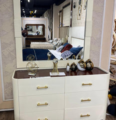 Modern White Upholstered Bed with Side Tables