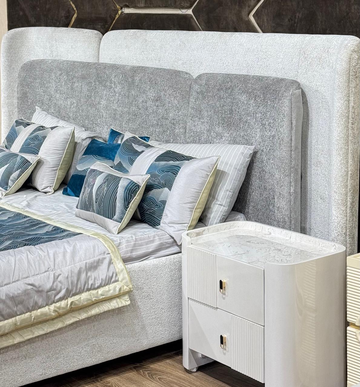 Modern Grey Fabric Panel Bed