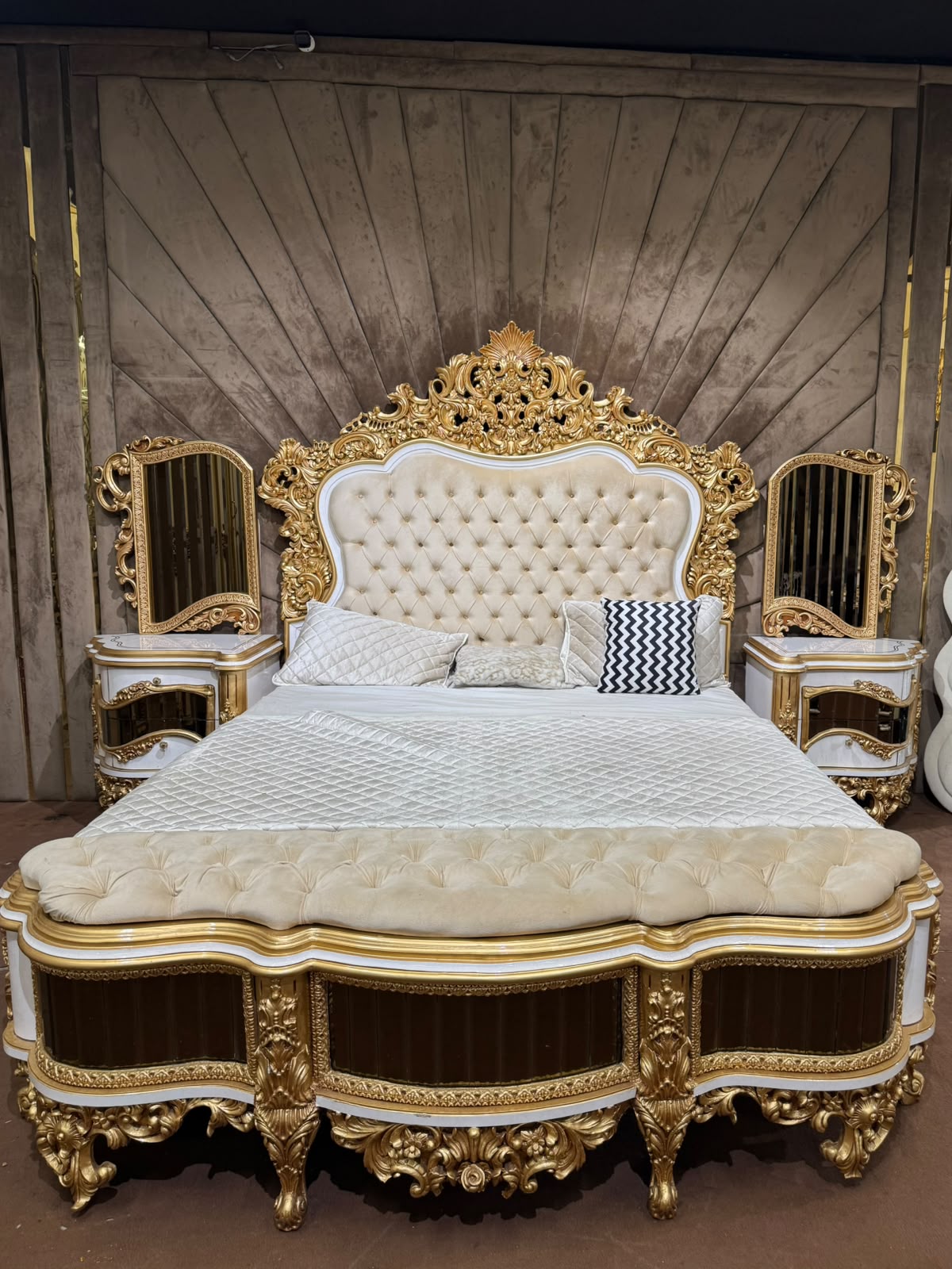 Royal Gold Carved Luxury Bed