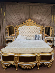Royal Gold Carved Luxury Bed