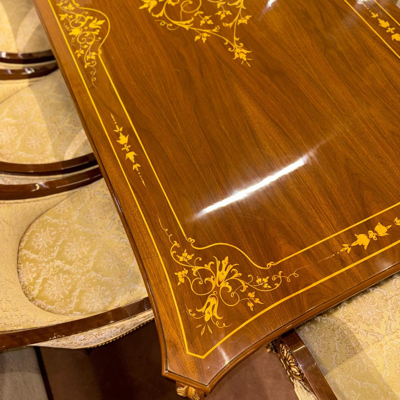 Royal Classic Wooden Dining Set with Carved Details