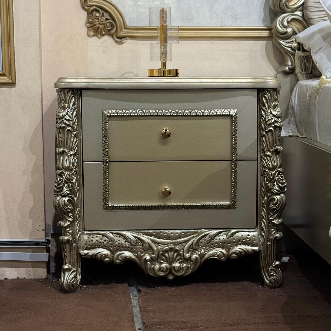 French Classic Luxury Bedroom Set with Side Tables