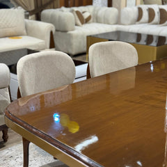 Modern Walnut Dining Set with Upholstered Chairs