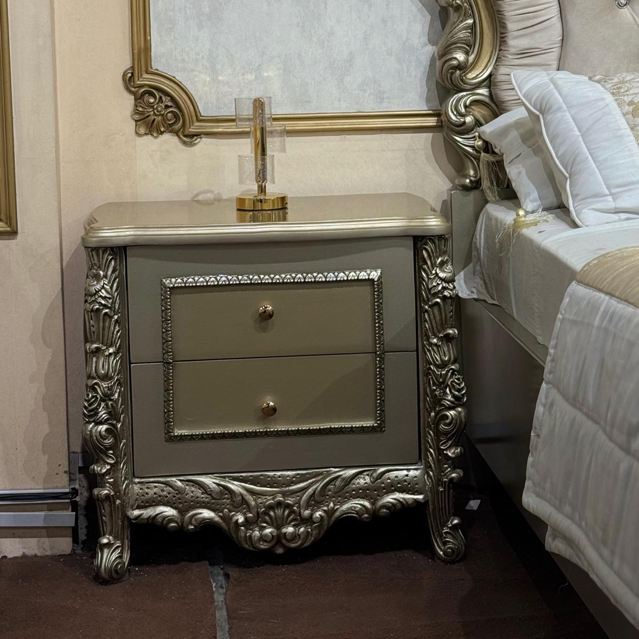 French Classic Luxury Bedroom Set with Side Tables