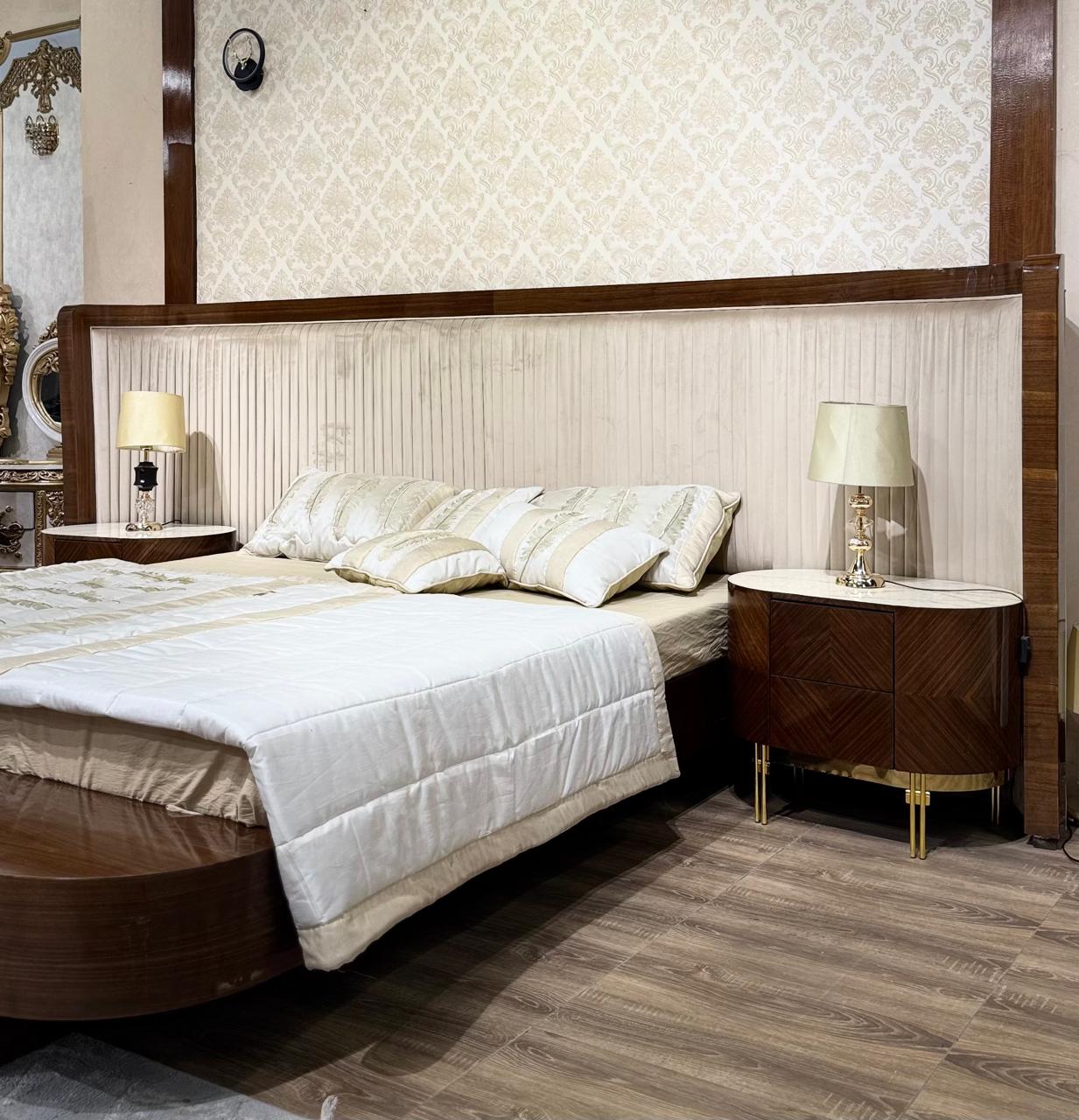 Modern Walnut Wooden Bed