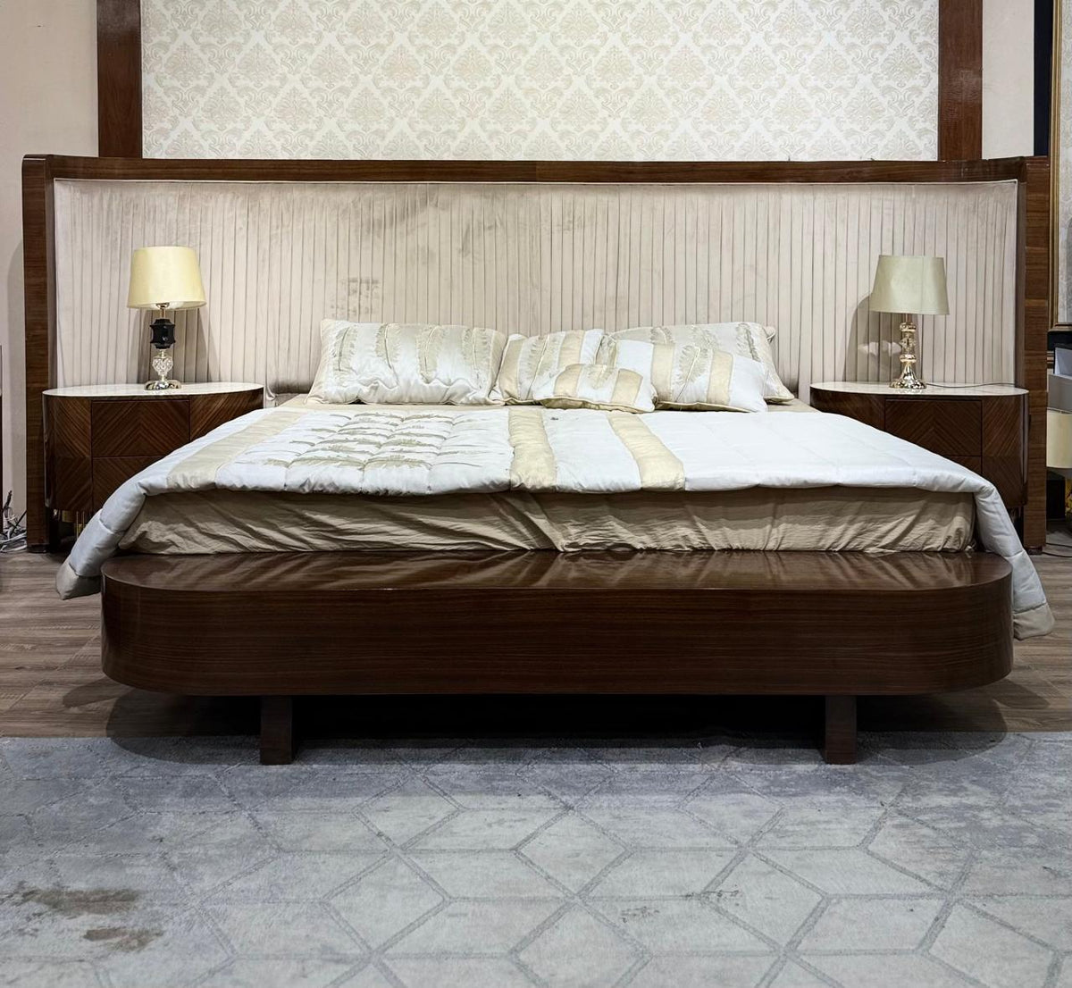 Modern Walnut Wooden Bed