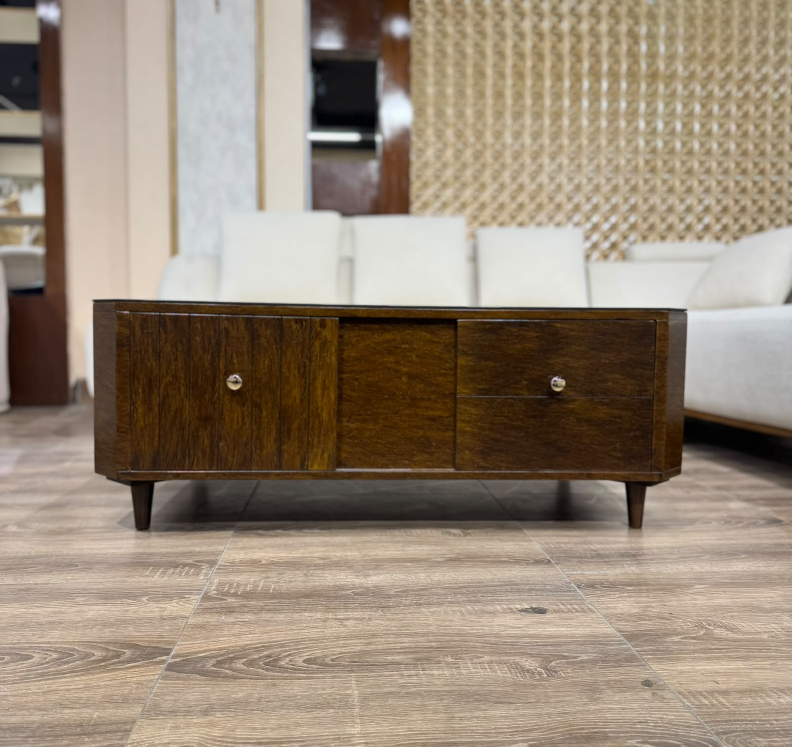 Contemporary Wooden Center Table with Storage